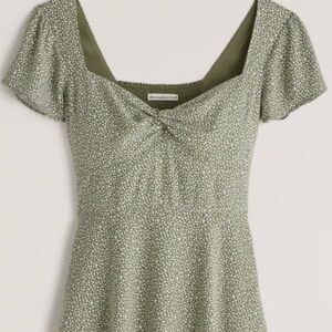Abercrombie & Fitch Green Polka Dot Knot Front Mini Dress